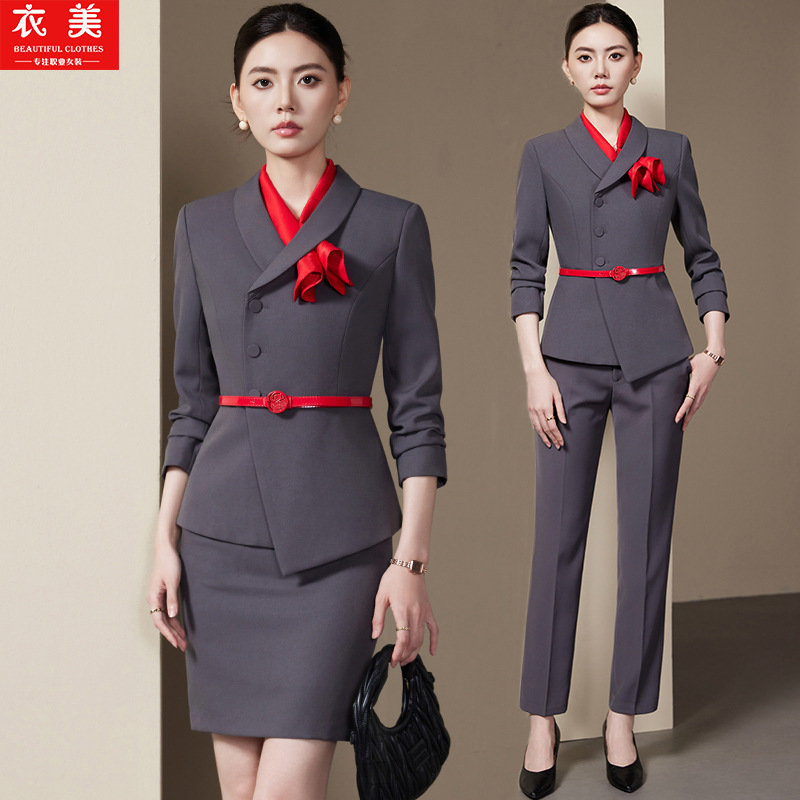 Women Formal Wear Store - Gray Women's Suit Set2025New Fashion Long