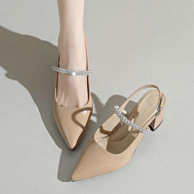 Women Formal Wear With Shoes - Women's Square Toe Rhinestone Ankle Strap