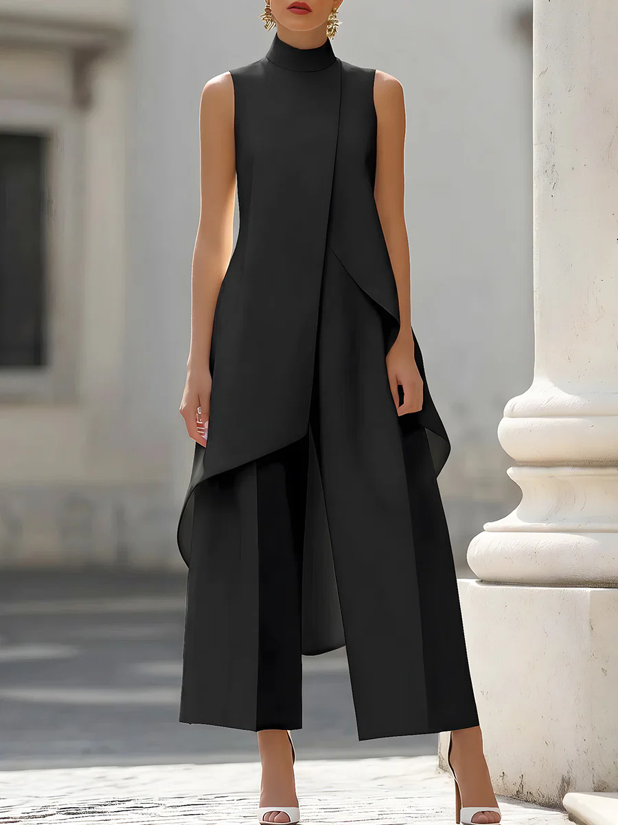 Sleeveless High Neck Asymmetri - Women Formal Wear Office review and price