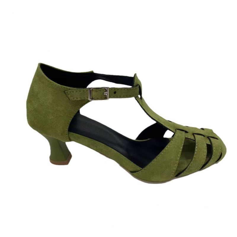 Women's Green Suede Kitten Hee - Women Formal Wear For Summer review and price