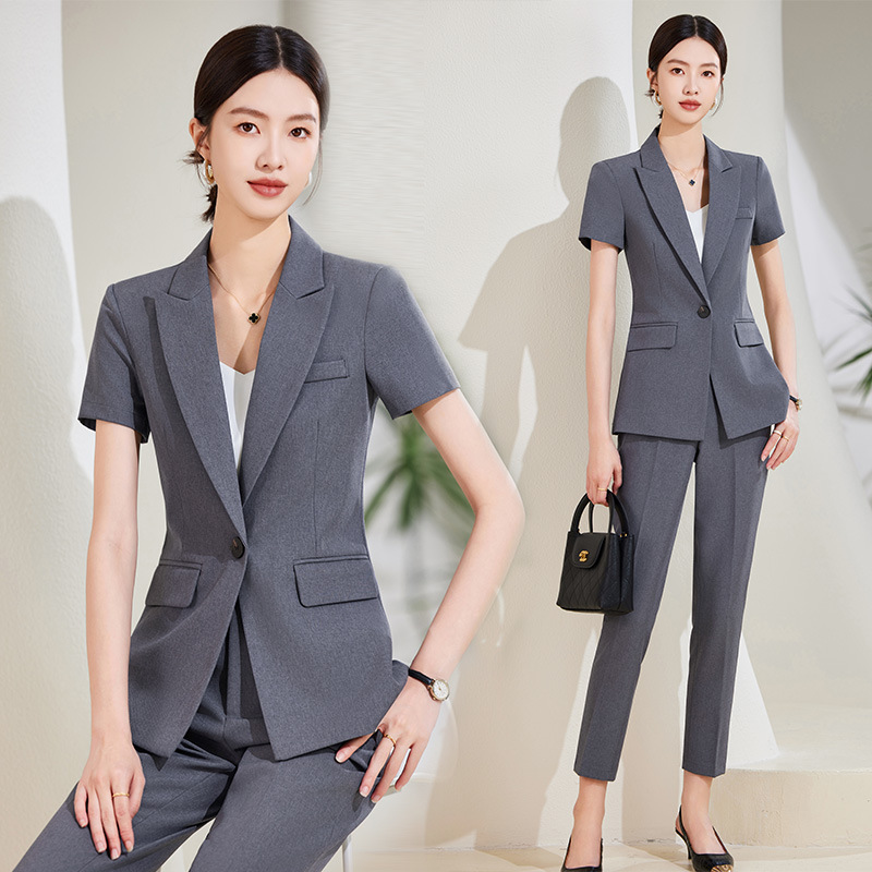 Navy Blue Short Sleeve Suit Se - Women Formal Wear Store review and price