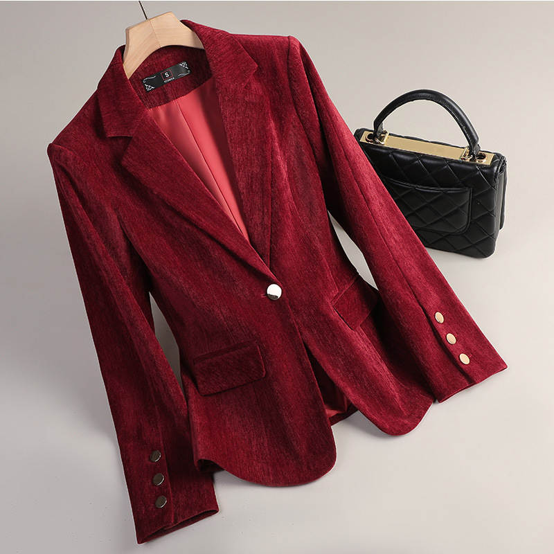 Yellow Gold Velvet Blazer Wome - Women Formal Wear Office review and price