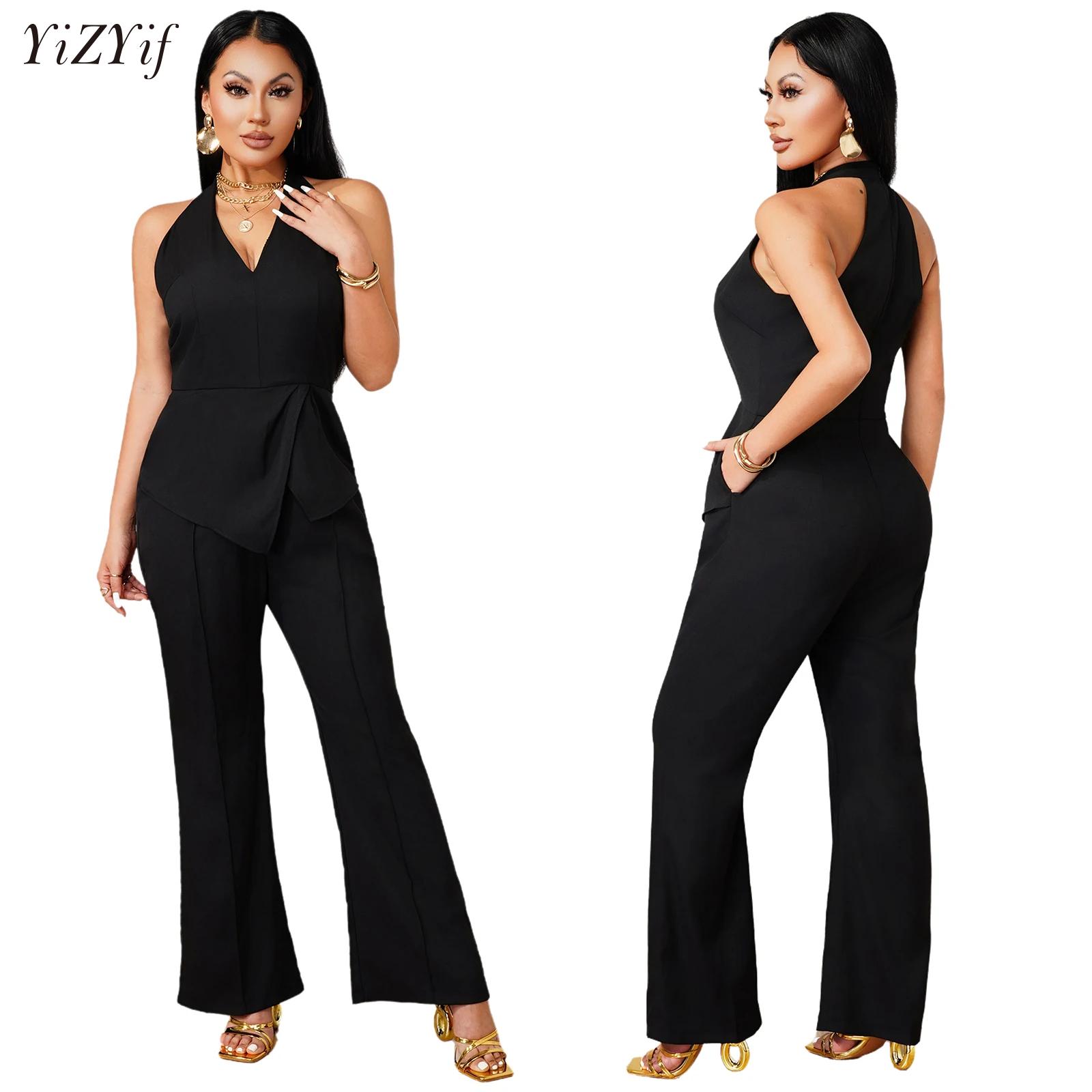 Sleeveless V-neck Jumpsuit Asy - Women'S Formal Wear Pants review and price